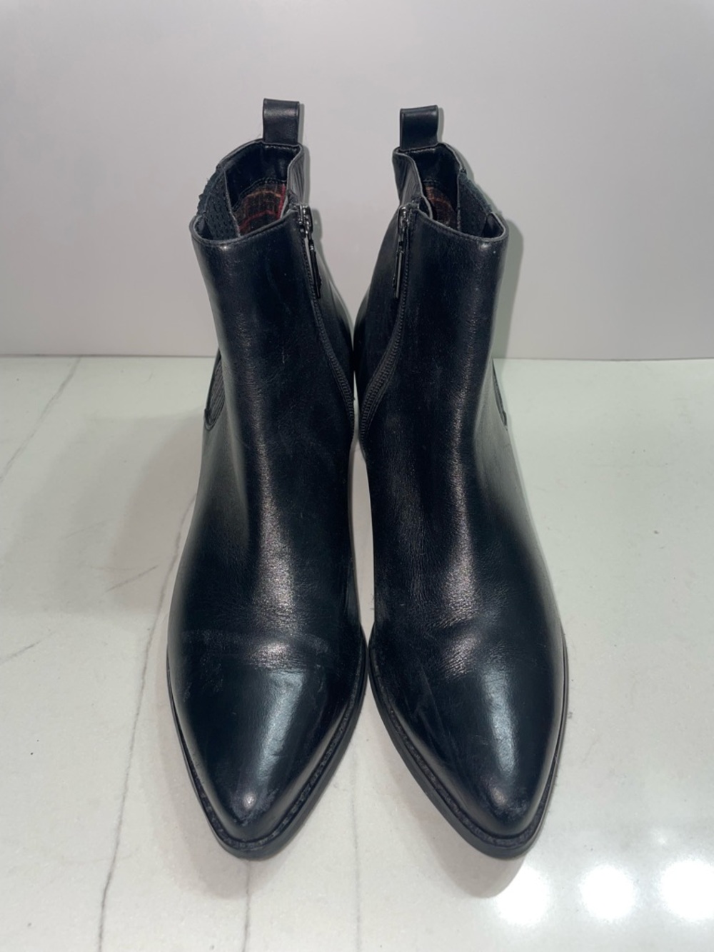 Blondo Black Waterproof Leather Pointed Block Heel Ankle Booties Women’s Size 11